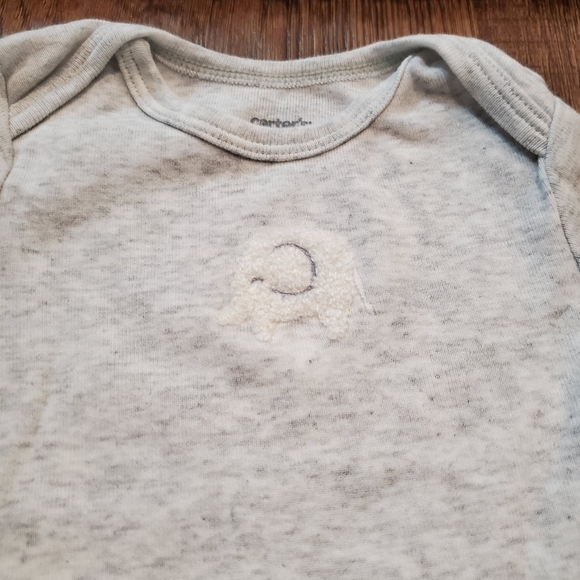 Carters Cotton Gown Sleep Sack Pajamas Baby Elephant White Gray Gender Neutral - Picture 3 of 7